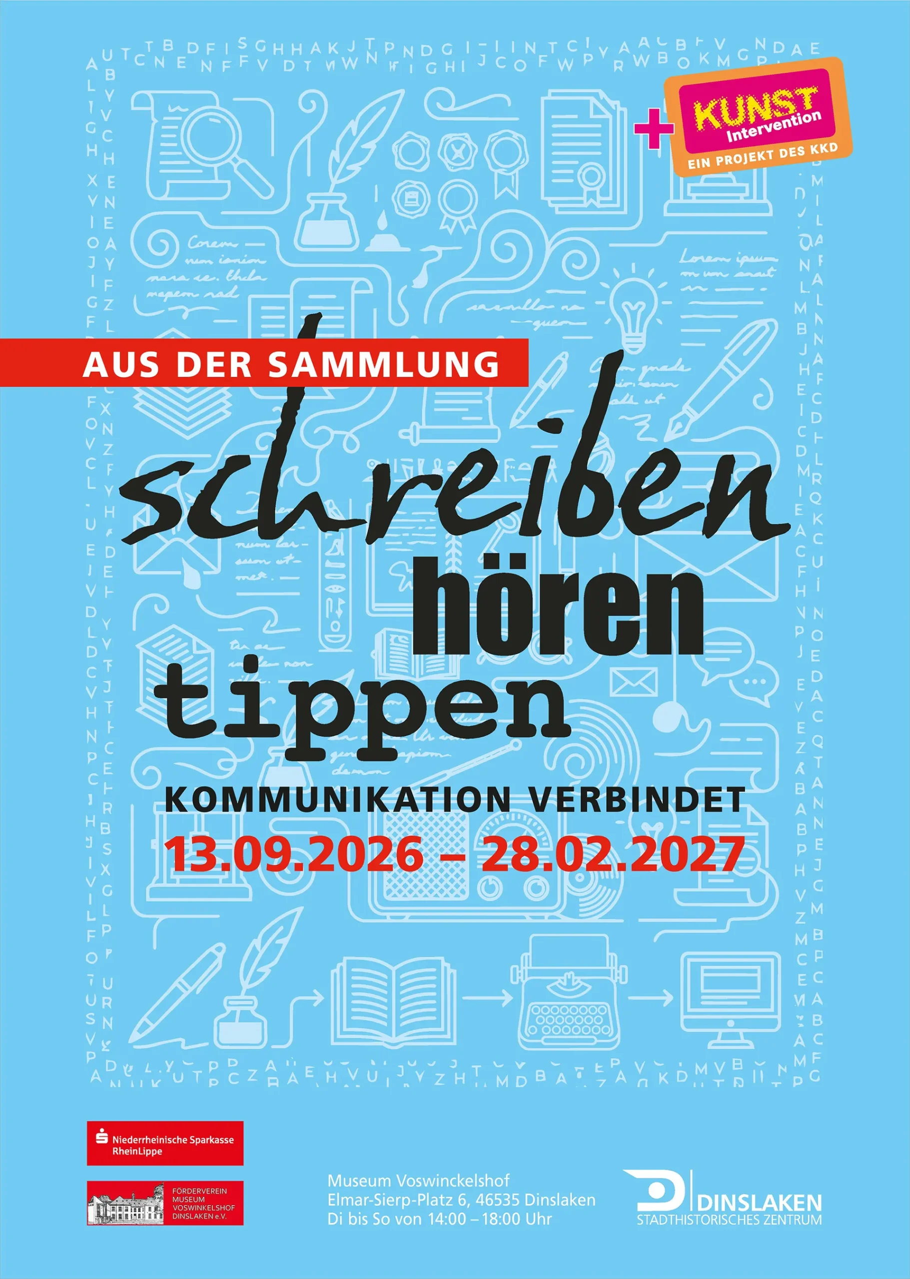 Ausstellung-Schreiben-Hoeren-Tippen-KOMMUNIKATION-VERBINDET-Plakat-scaled Ausstellung x-positions - x-sichtweisen im Museum Voswinckelshof vom 29.08. - 7.11.2021